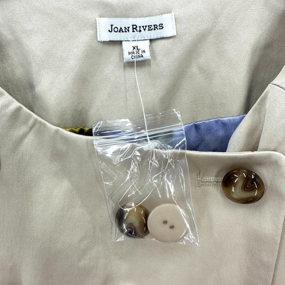Joan Rivers Jacket Coat Womes Buttons Down Lined Pleated Back Pockets Beige XL - Picture 11 of 14